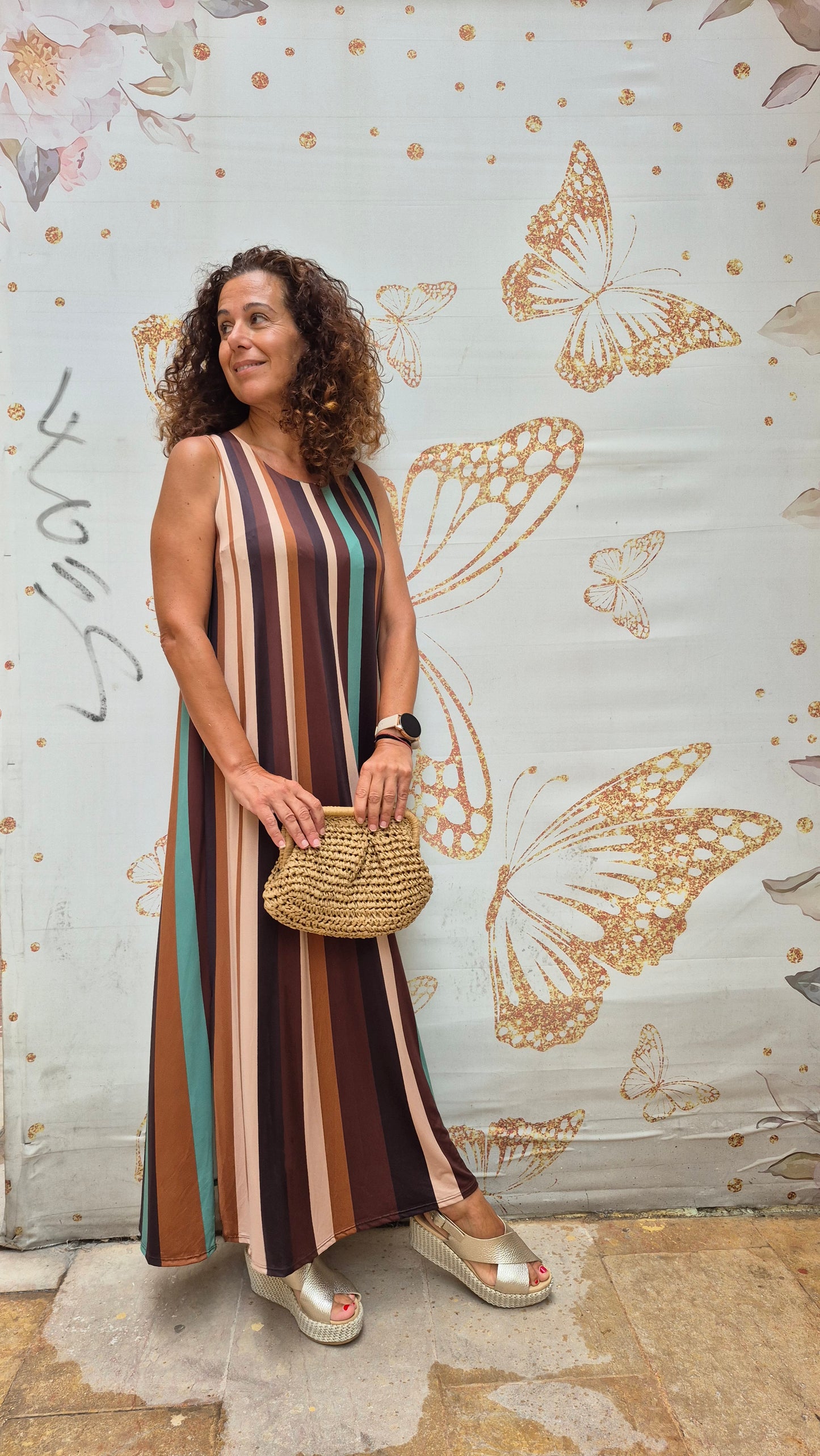Vestido Punto de Seda Rayas