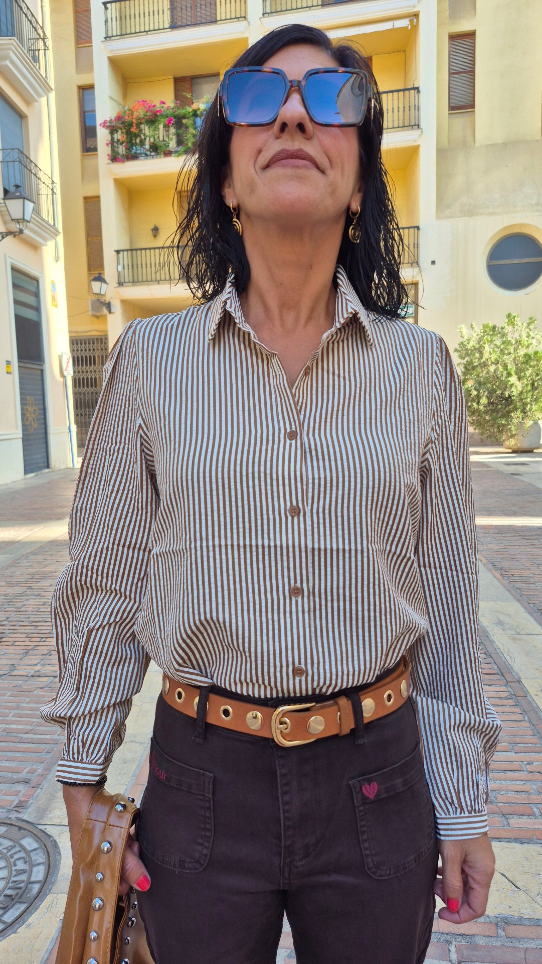 CAMISA RAYAS MOCHA