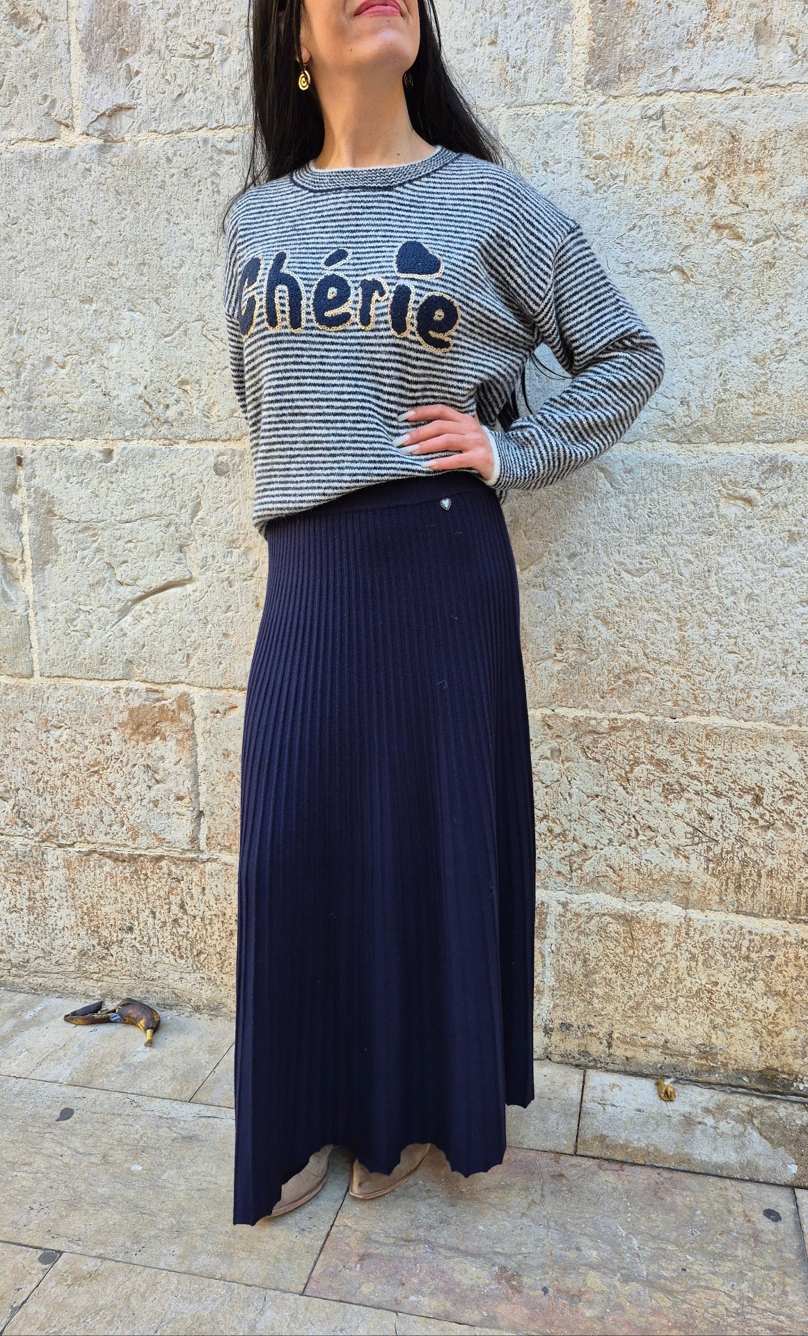 FALDA PUNTO AZUL VELVET