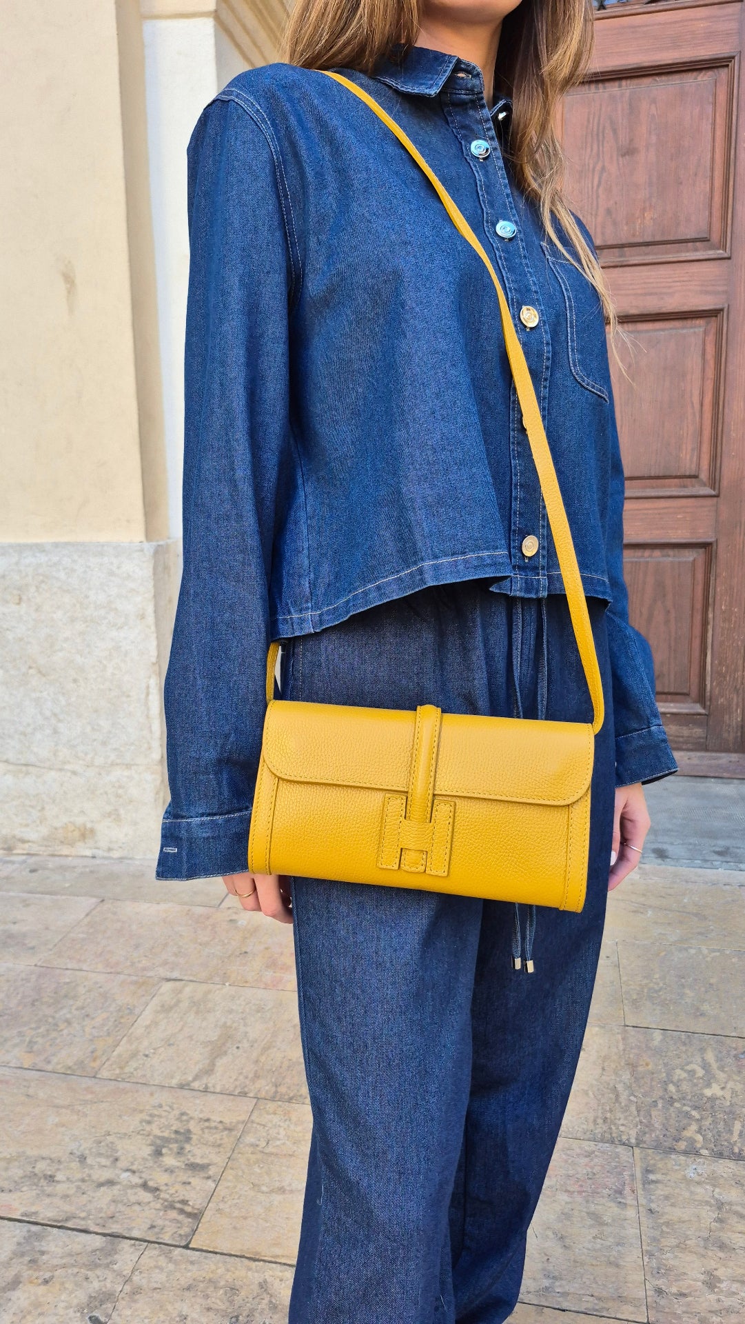 BOLSO DE PIEL MILANO MOSTAZA