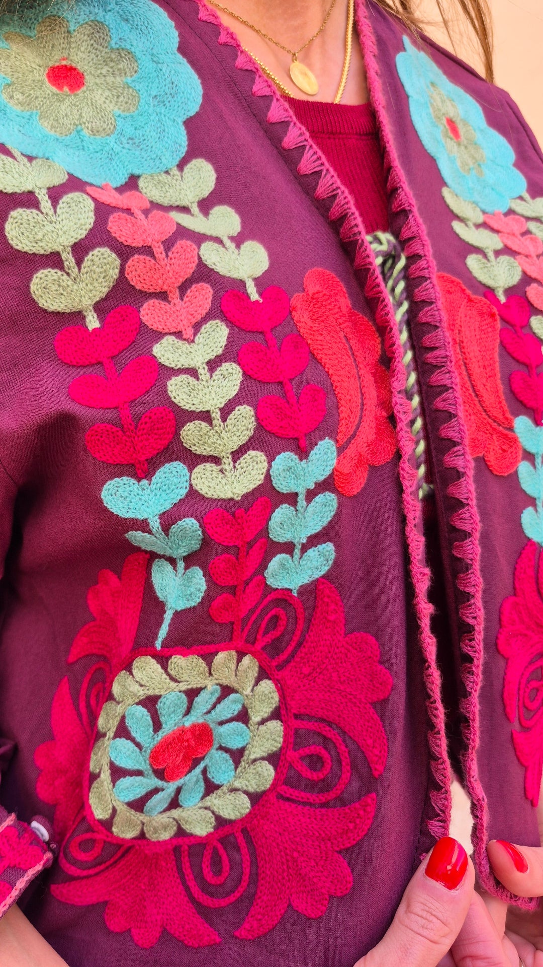 CHAQUETA INDIA KALAMI (GRANATE)