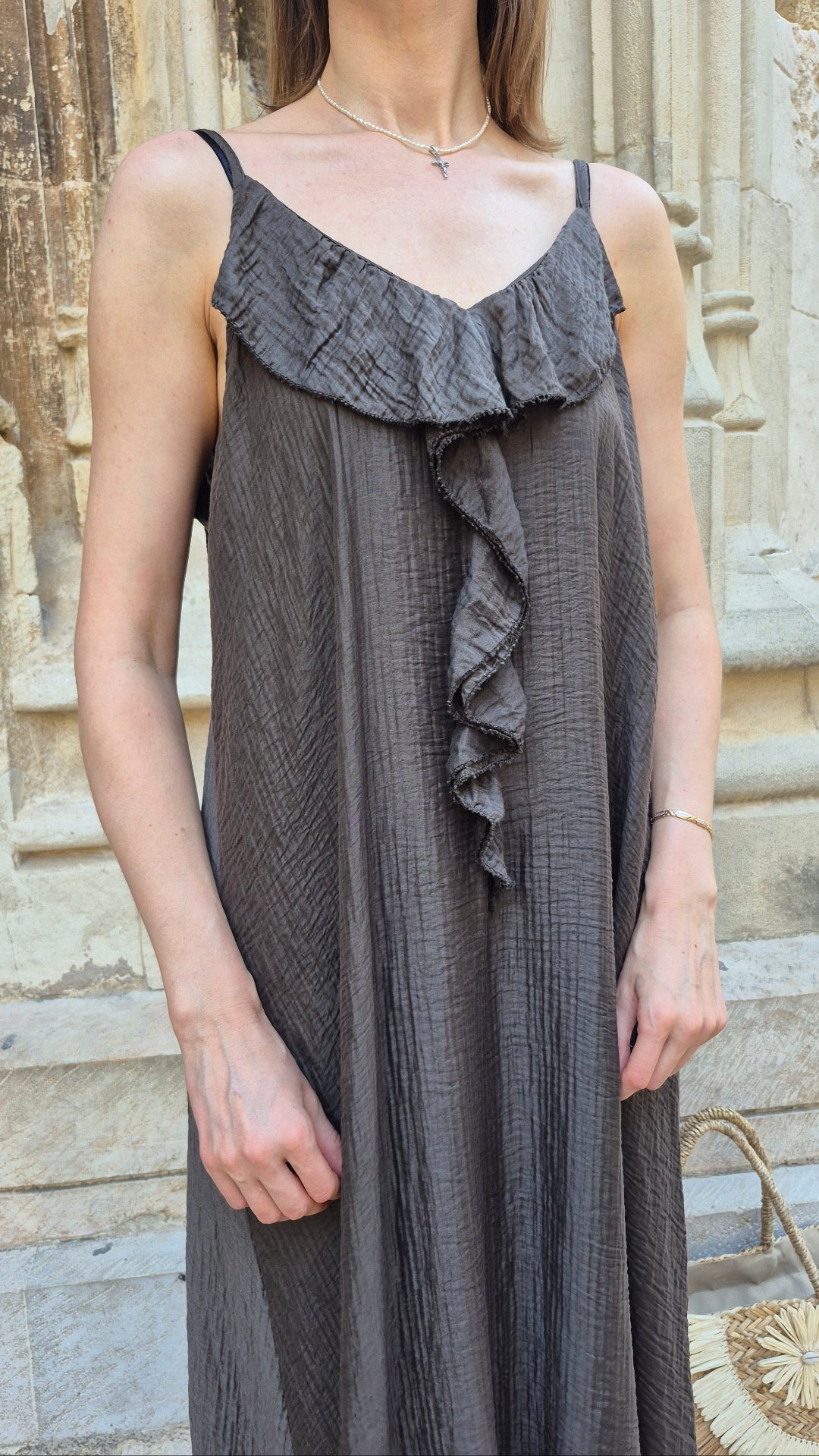 VESTIDO VOLANTE DUNIA (CHOCO)