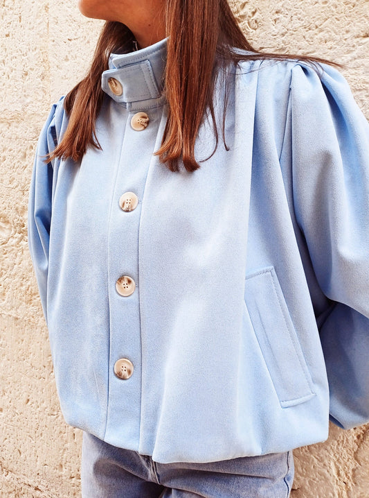 CHAQUETA ANTELINA CUELLO BOTON