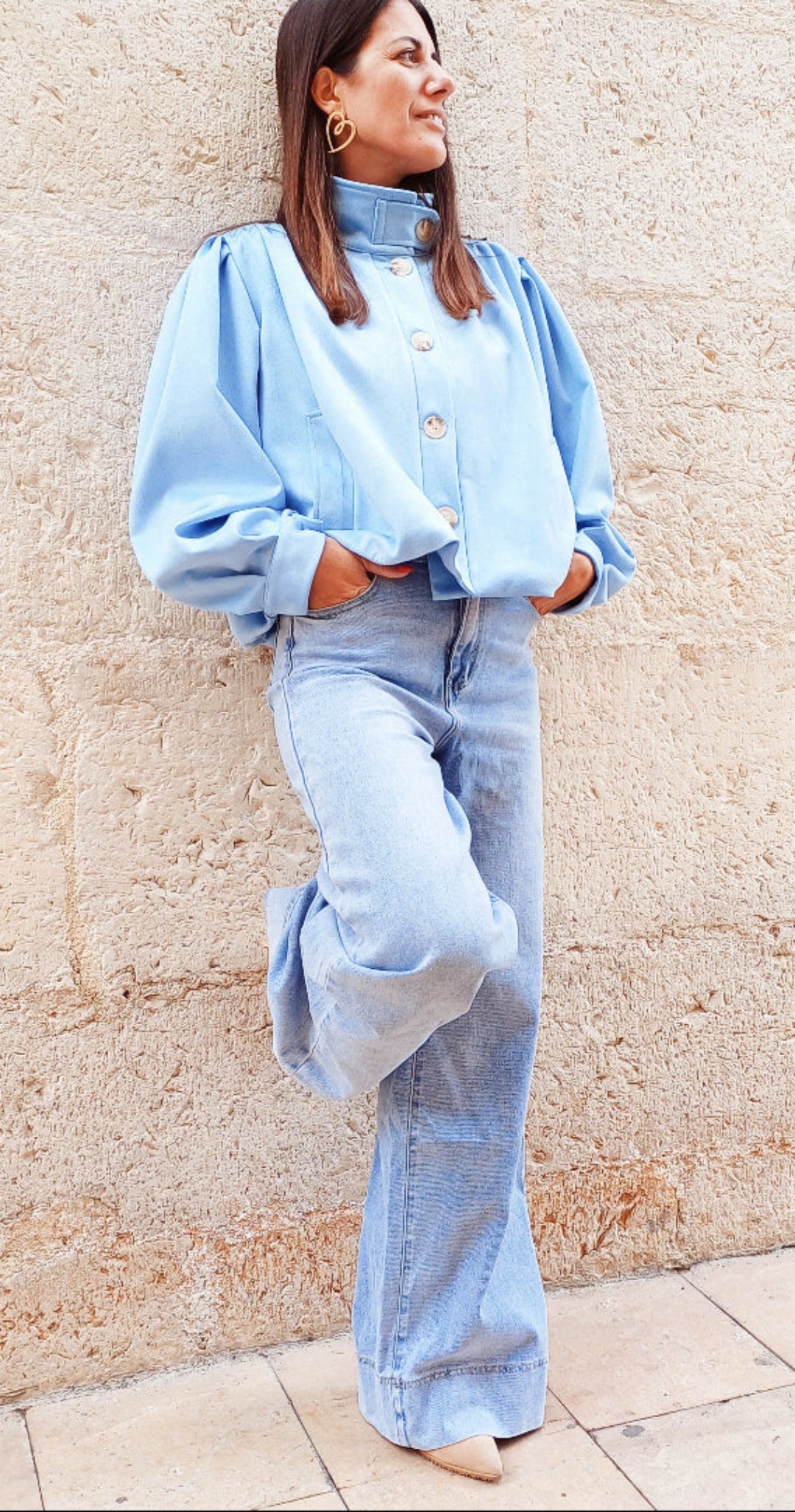 CHAQUETA ANTELINA CUELLO BOTON