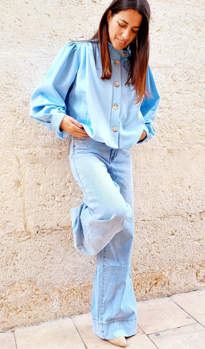 CHAQUETA ANTELINA CUELLO BOTON