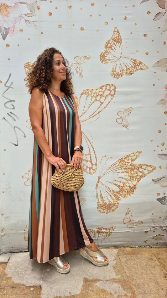 Vestido Punto de Seda Rayas