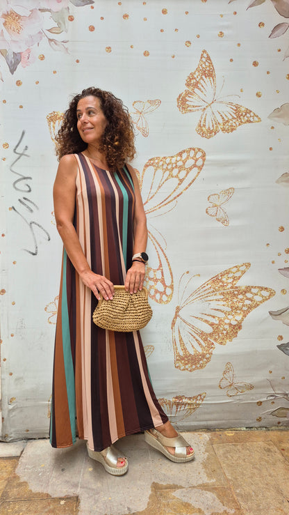 Vestido Punto de Seda Rayas