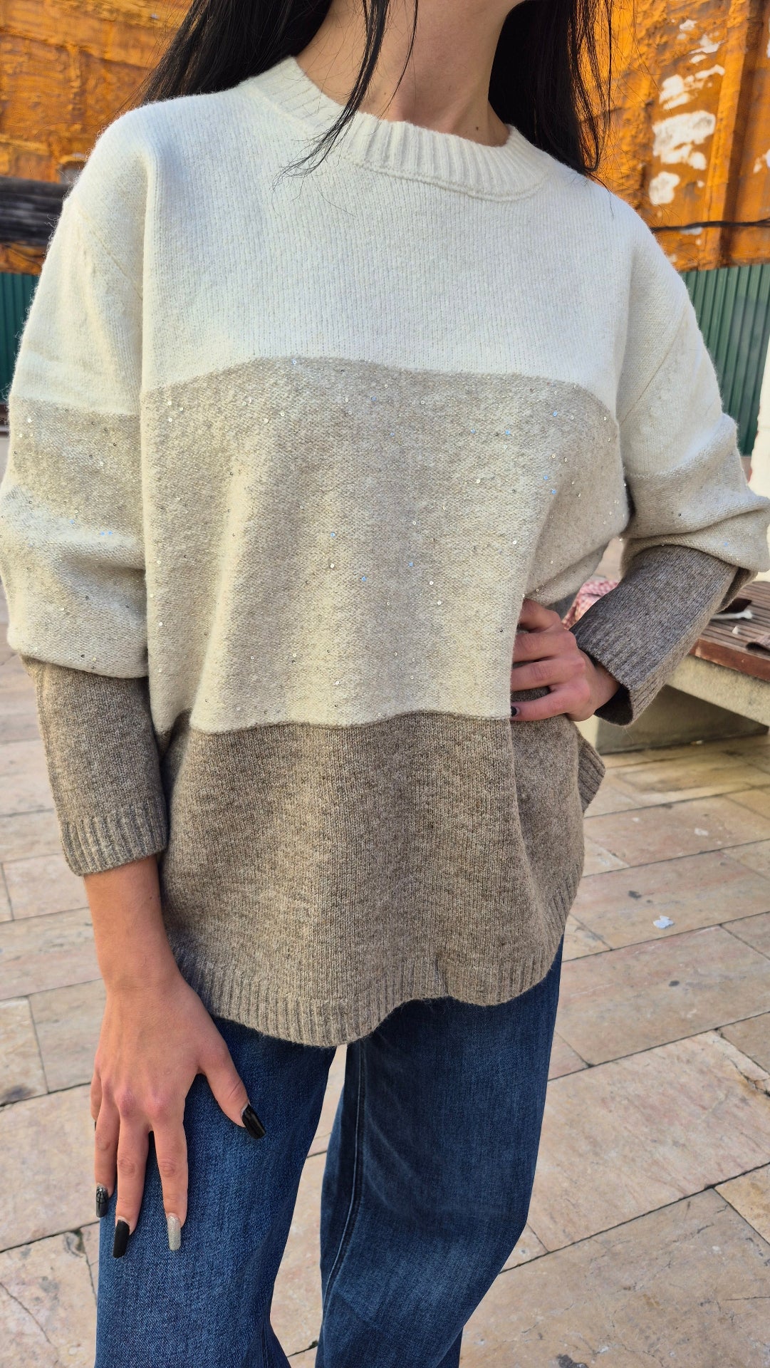 JERSEY TRICOLOR LENTEJUELAS