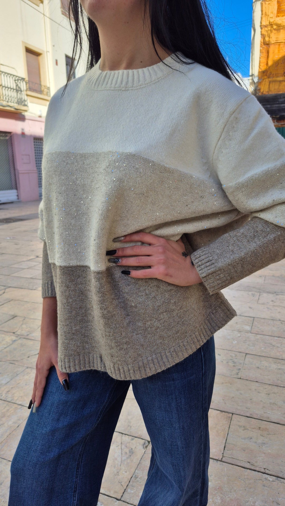 JERSEY TRICOLOR LENTEJUELAS