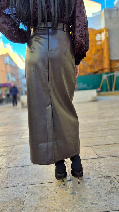 FALDA  MIDI POLIPIEL