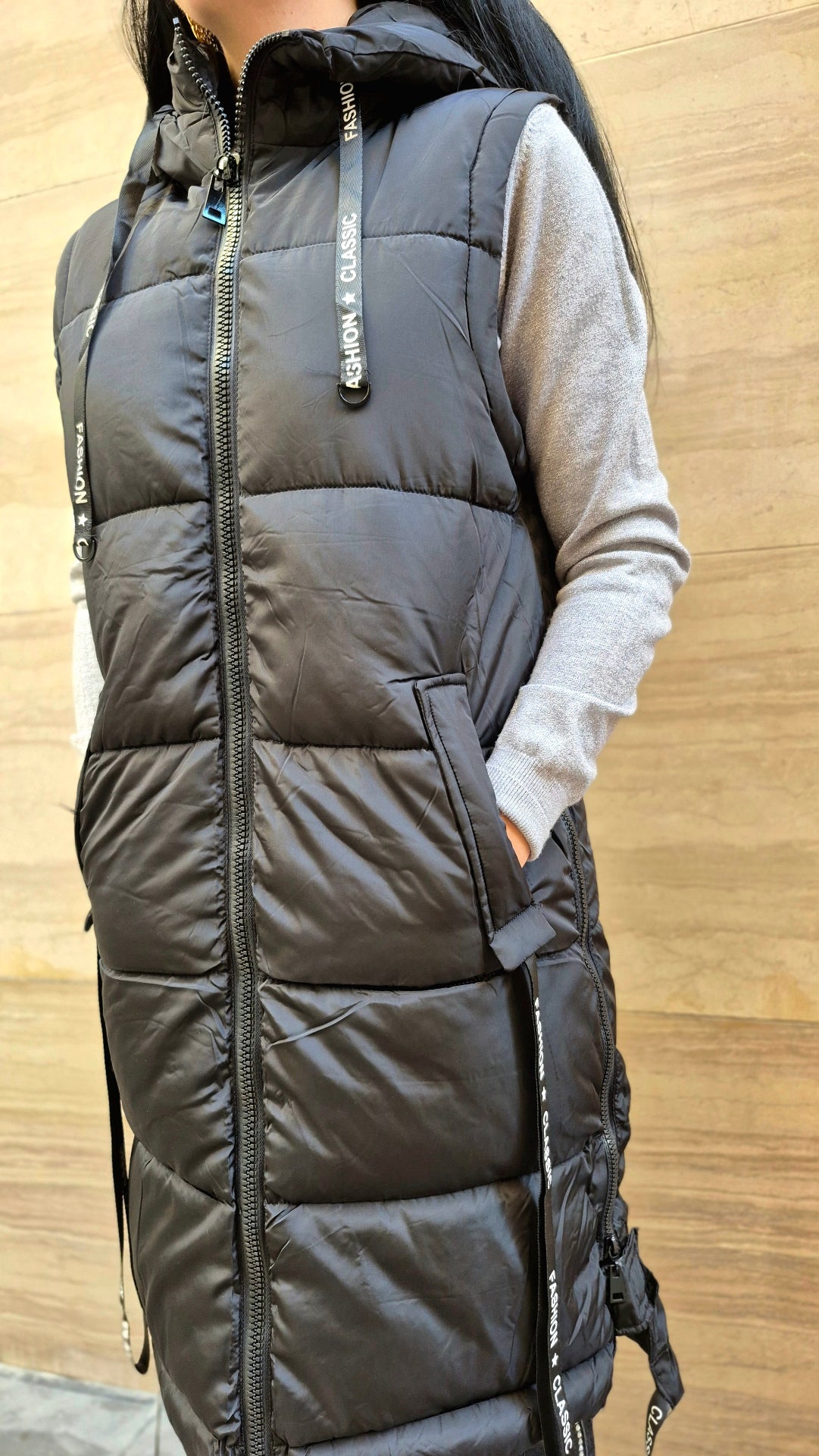 CHALECO LARGO ACOLCHADO