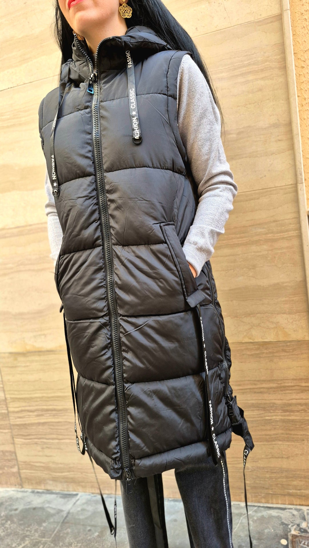 CHALECO LARGO ACOLCHADO