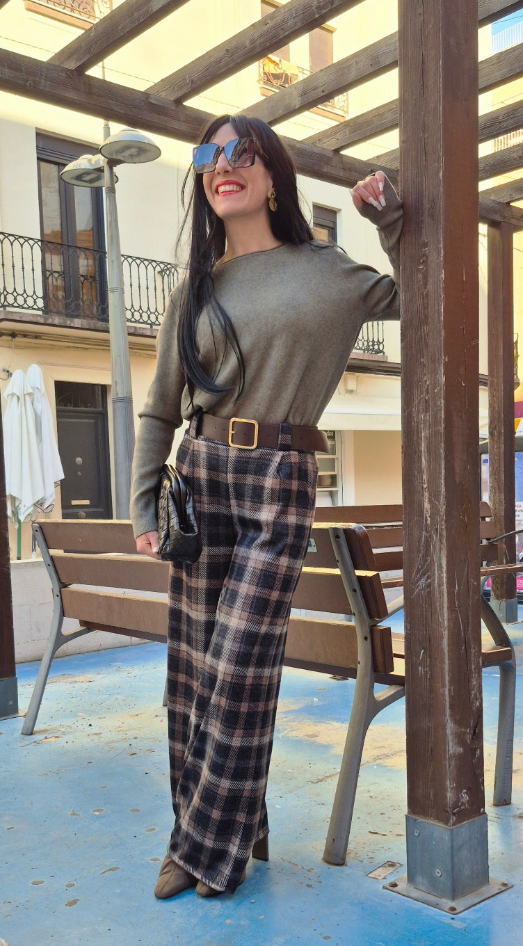 PANTALON TARTAN CINTURON