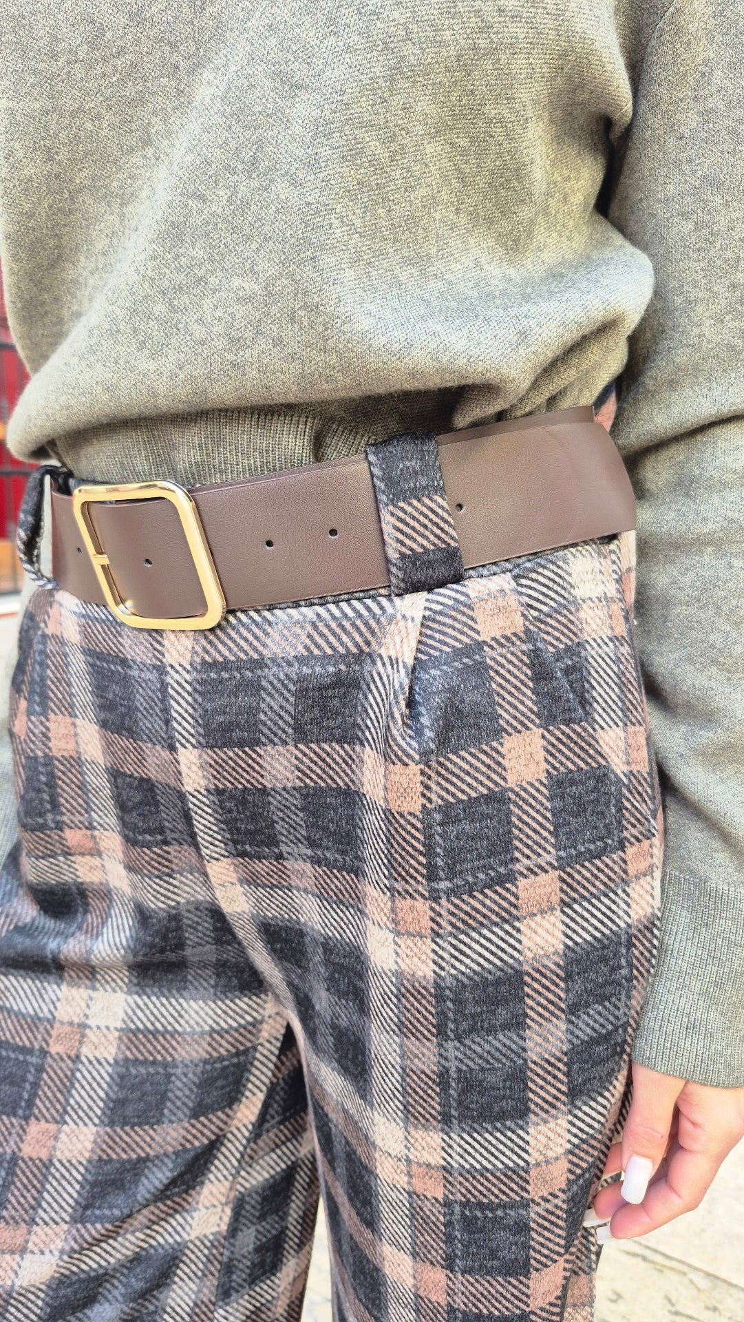 PANTALON TARTAN CINTURON