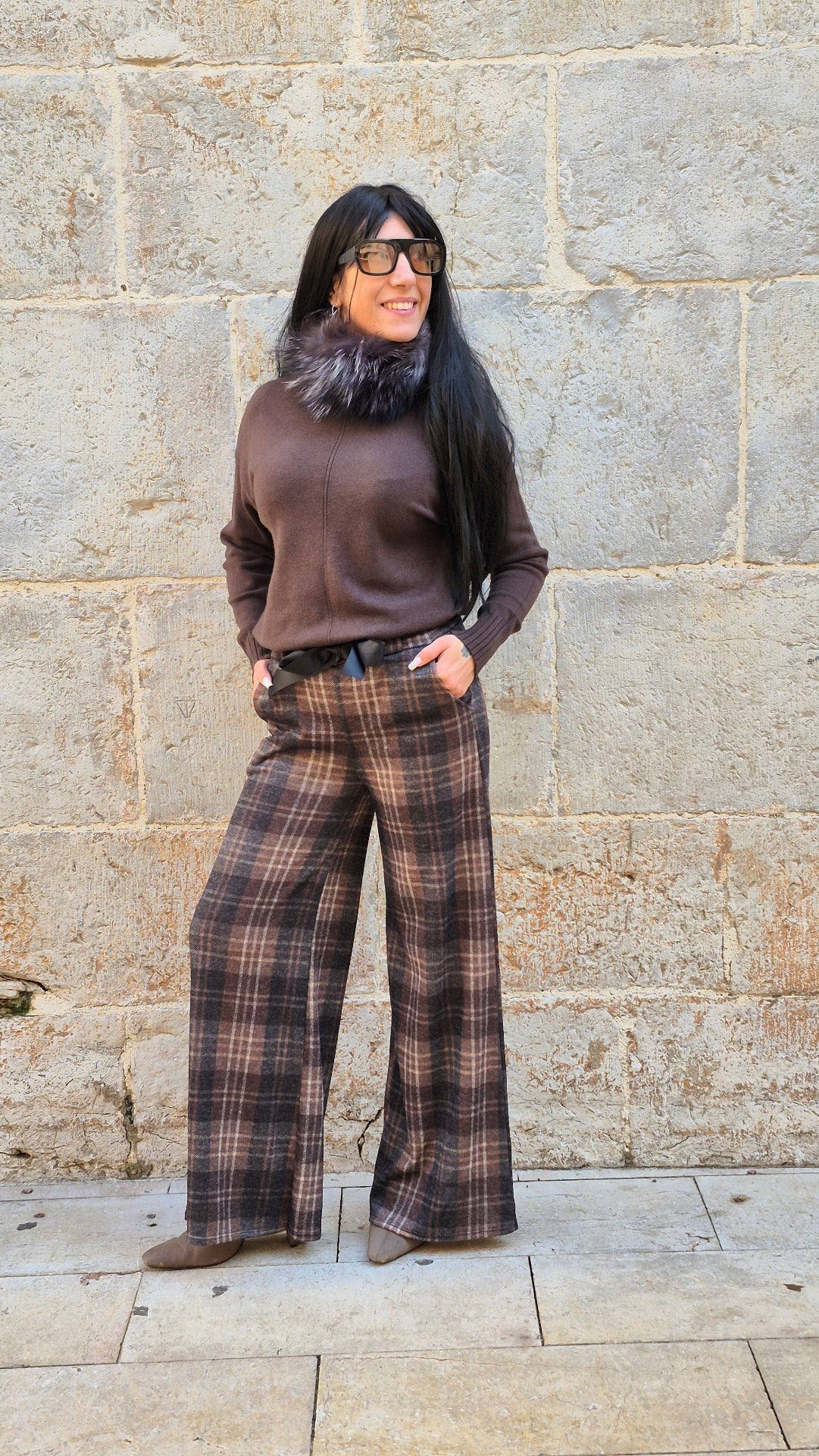 PANTALON TARTAN LAZO CHOCO