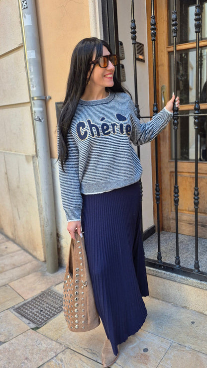 FALDA PUNTO AZUL VELVET