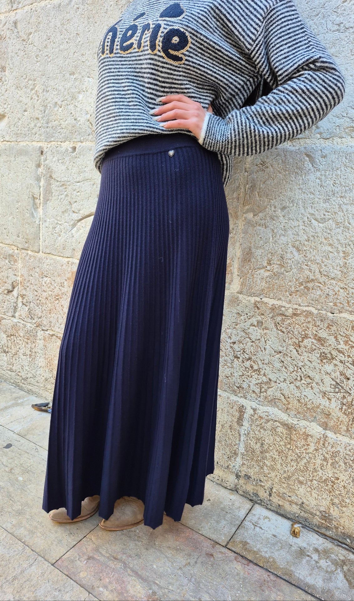 FALDA PUNTO AZUL VELVET