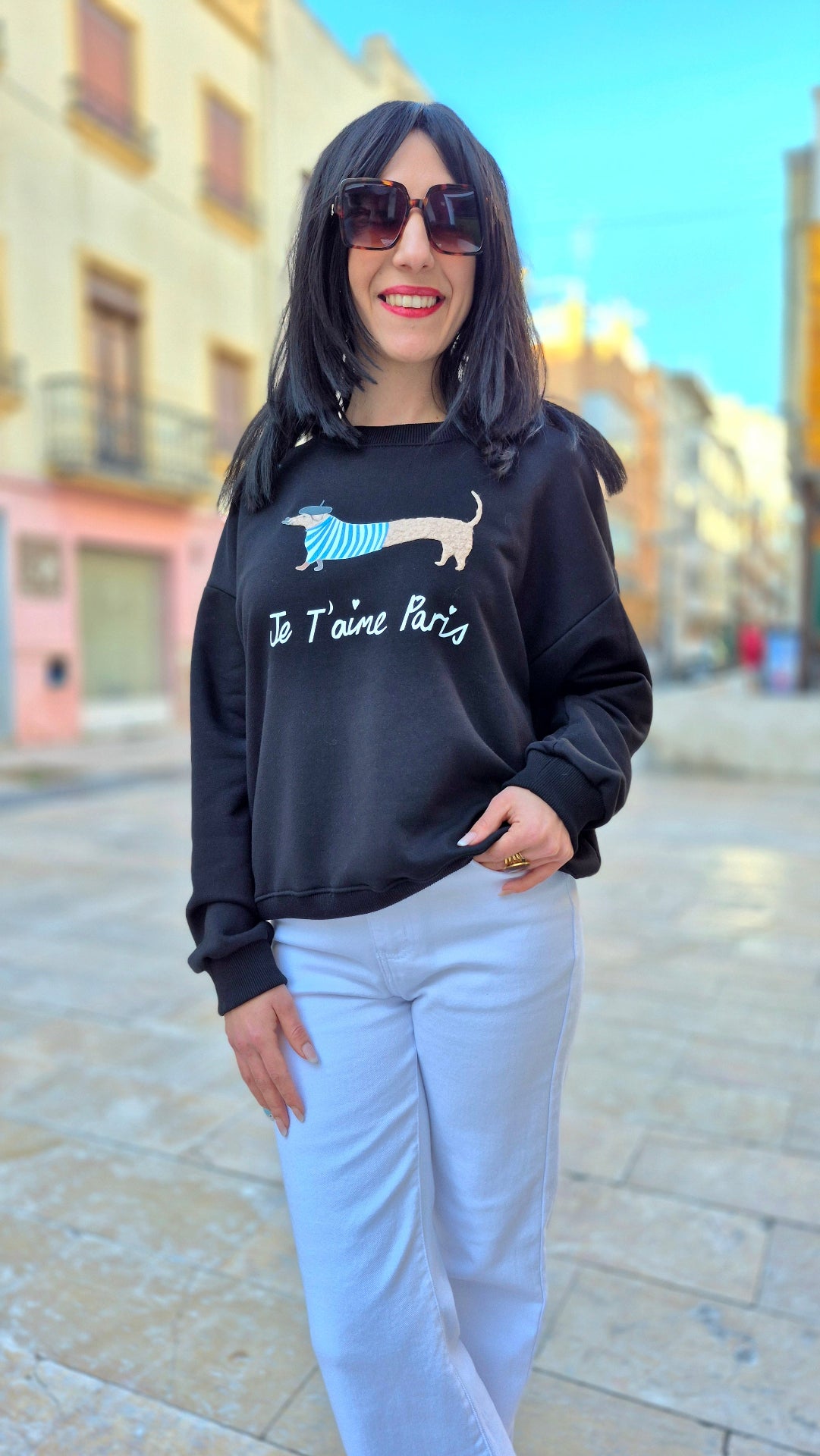 SUDADERA PERRITO (NEGRA Y BEIGE)