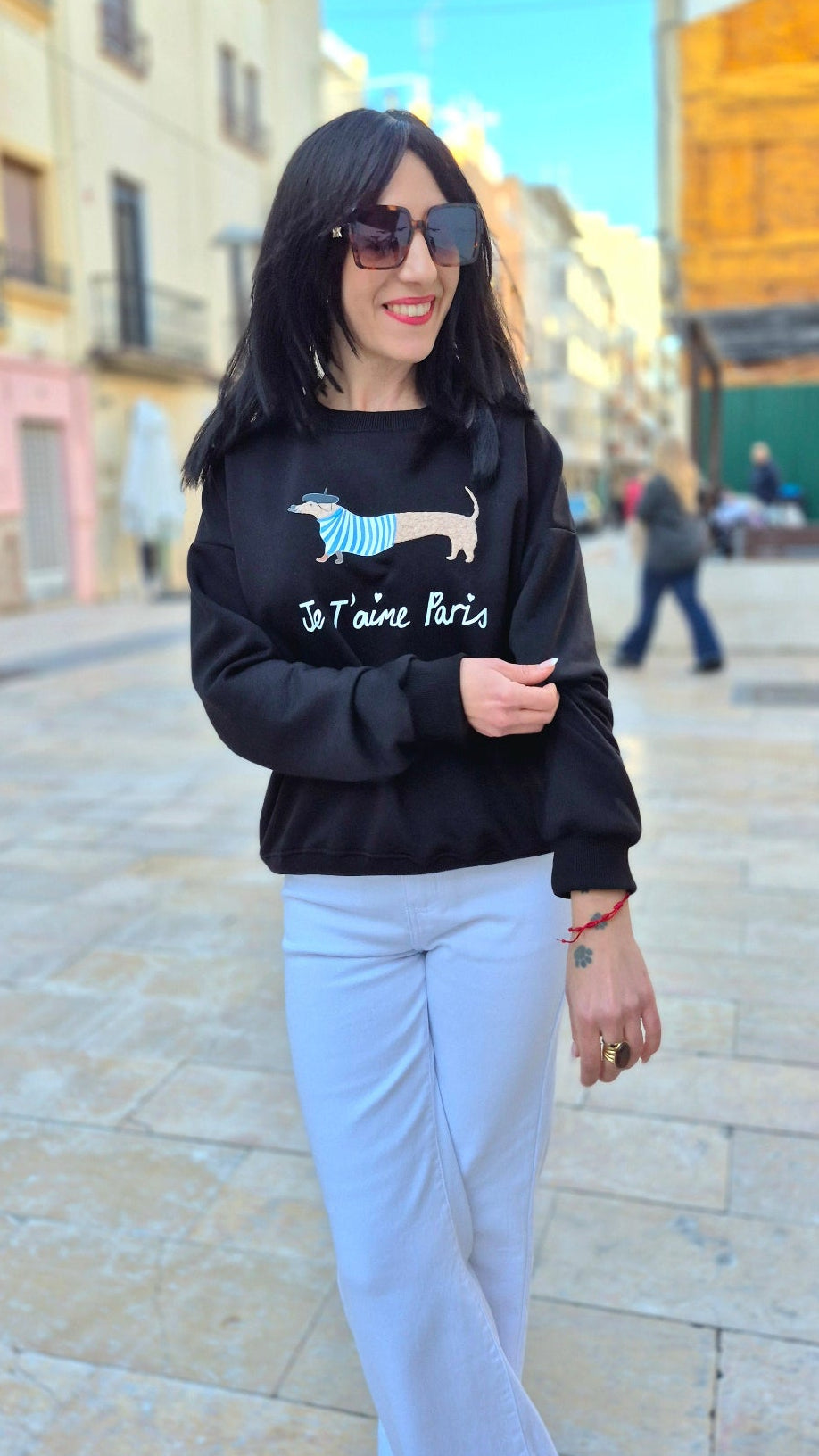 SUDADERA PERRITO (NEGRA Y BEIGE)