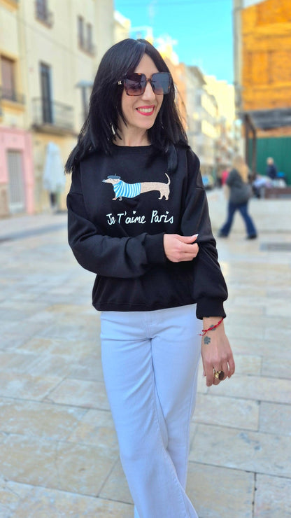 SUDADERA PERRITO (NEGRA Y BEIGE)