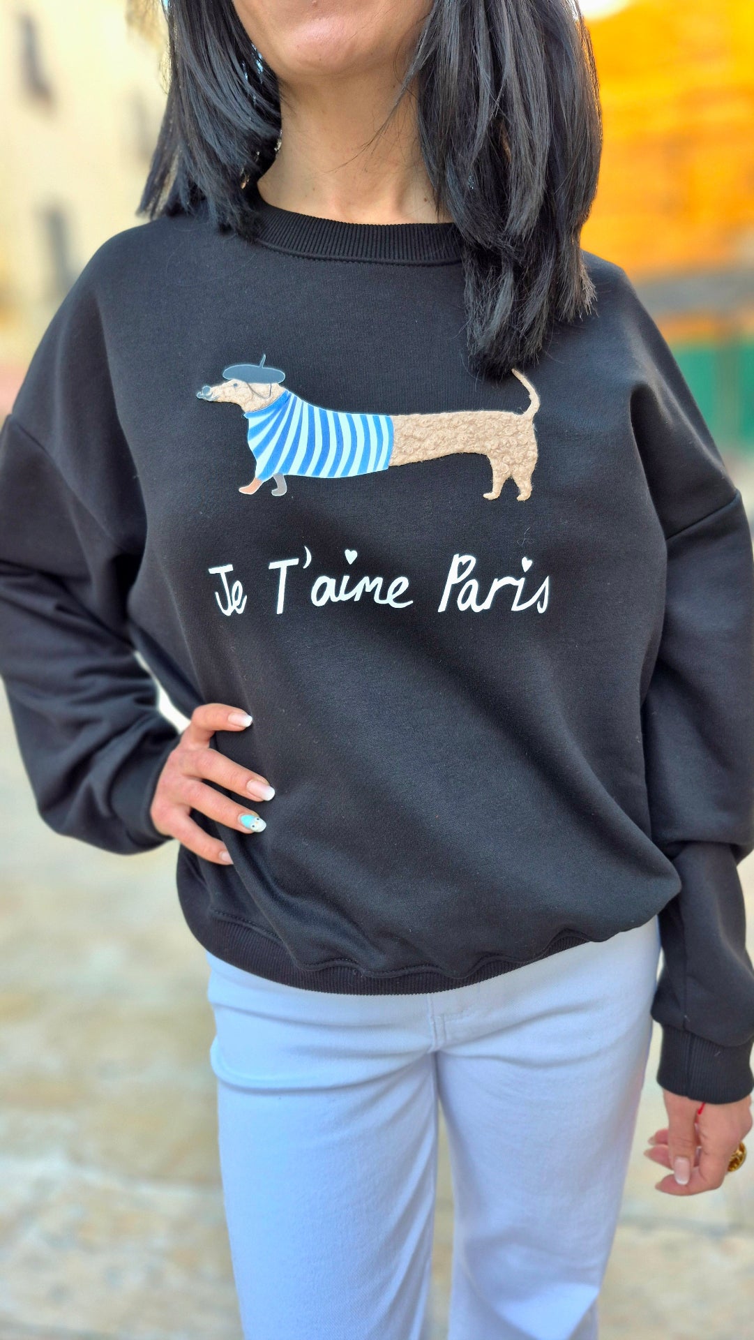 SUDADERA PERRITO (NEGRA Y BEIGE)