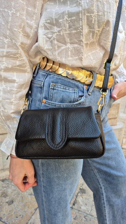 MINI BOLSO DE PIEL NEGRO