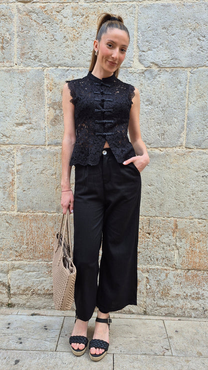 PANTALÓN LINO NEGRO