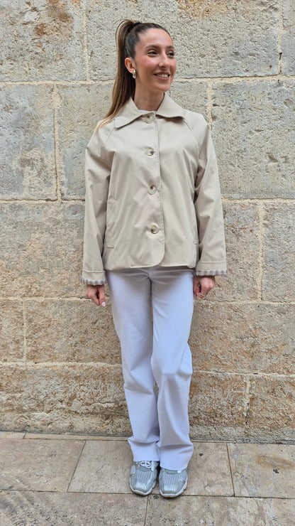 GABARDINA CORTA VICHY CAMEL