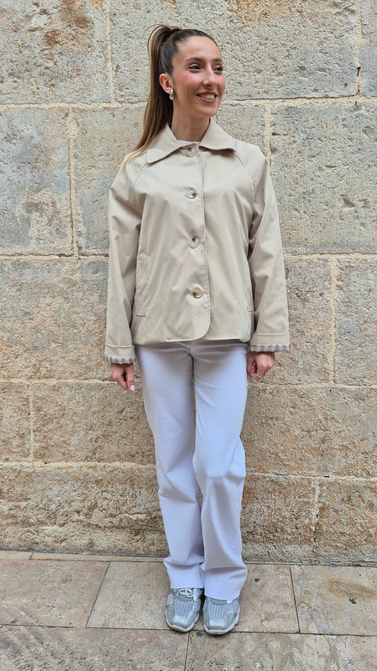 GABARDINA CORTA VICHY CAMEL