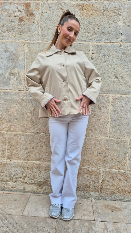 GABARDINA CORTA VICHY CAMEL