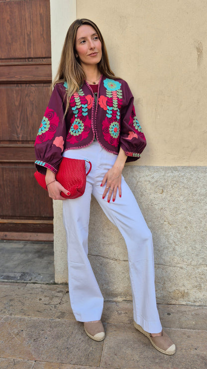 CHAQUETA INDIA KALAMI (GRANATE)