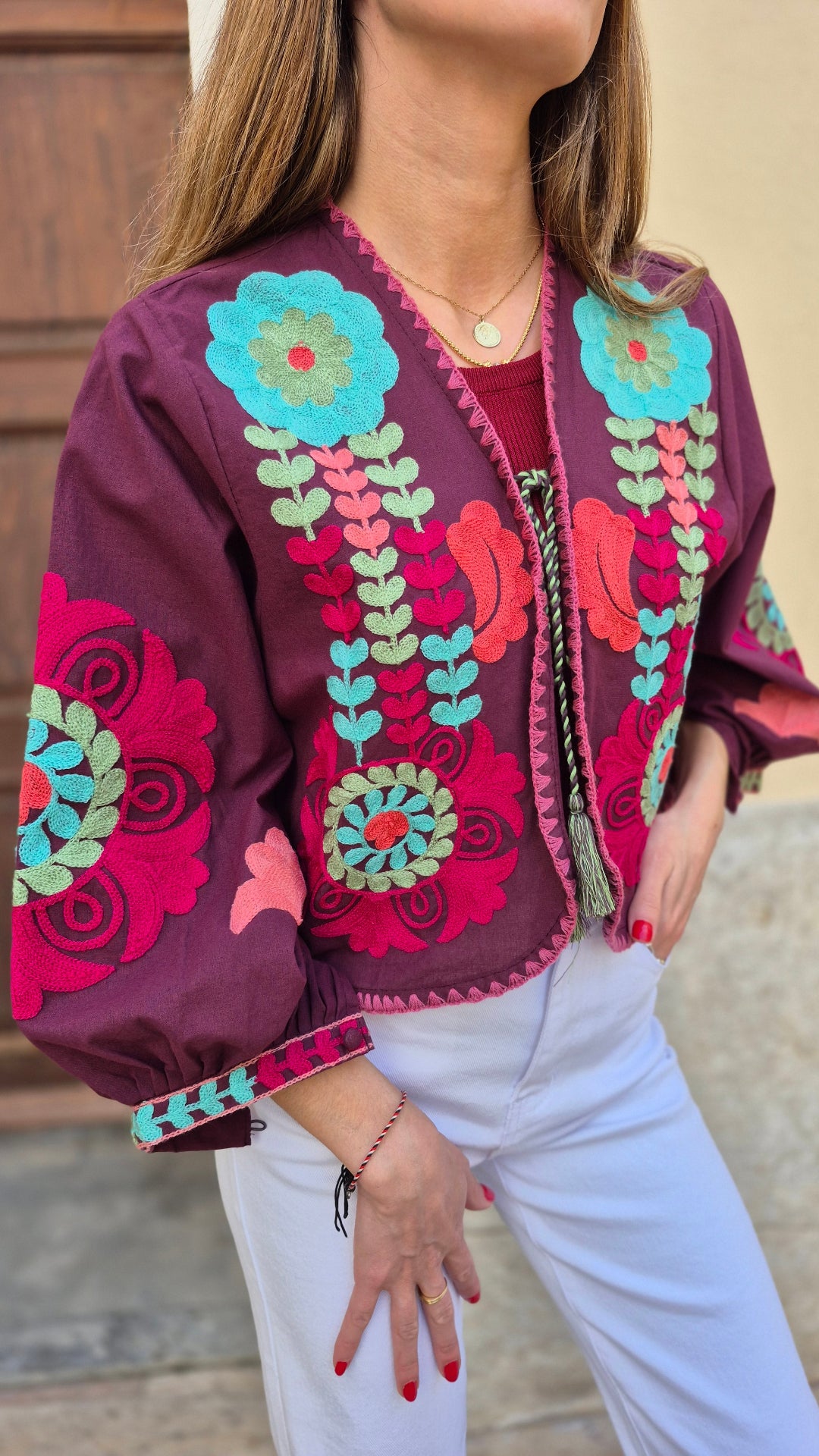 CHAQUETA INDIA KALAMI (GRANATE)