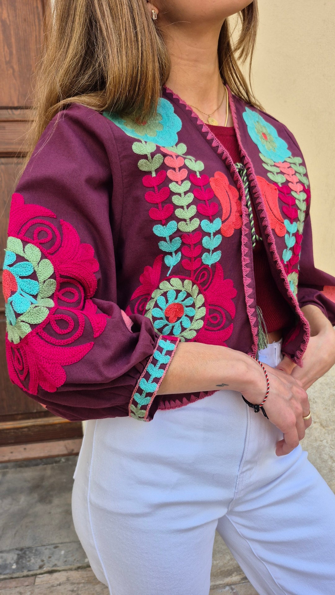 CHAQUETA INDIA KALAMI (GRANATE)