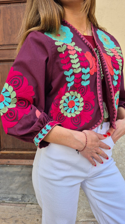 CHAQUETA INDIA KALAMI (GRANATE)