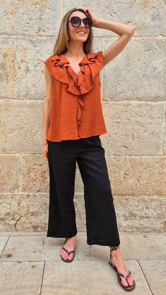 PANTALÓN LINO NEGRO