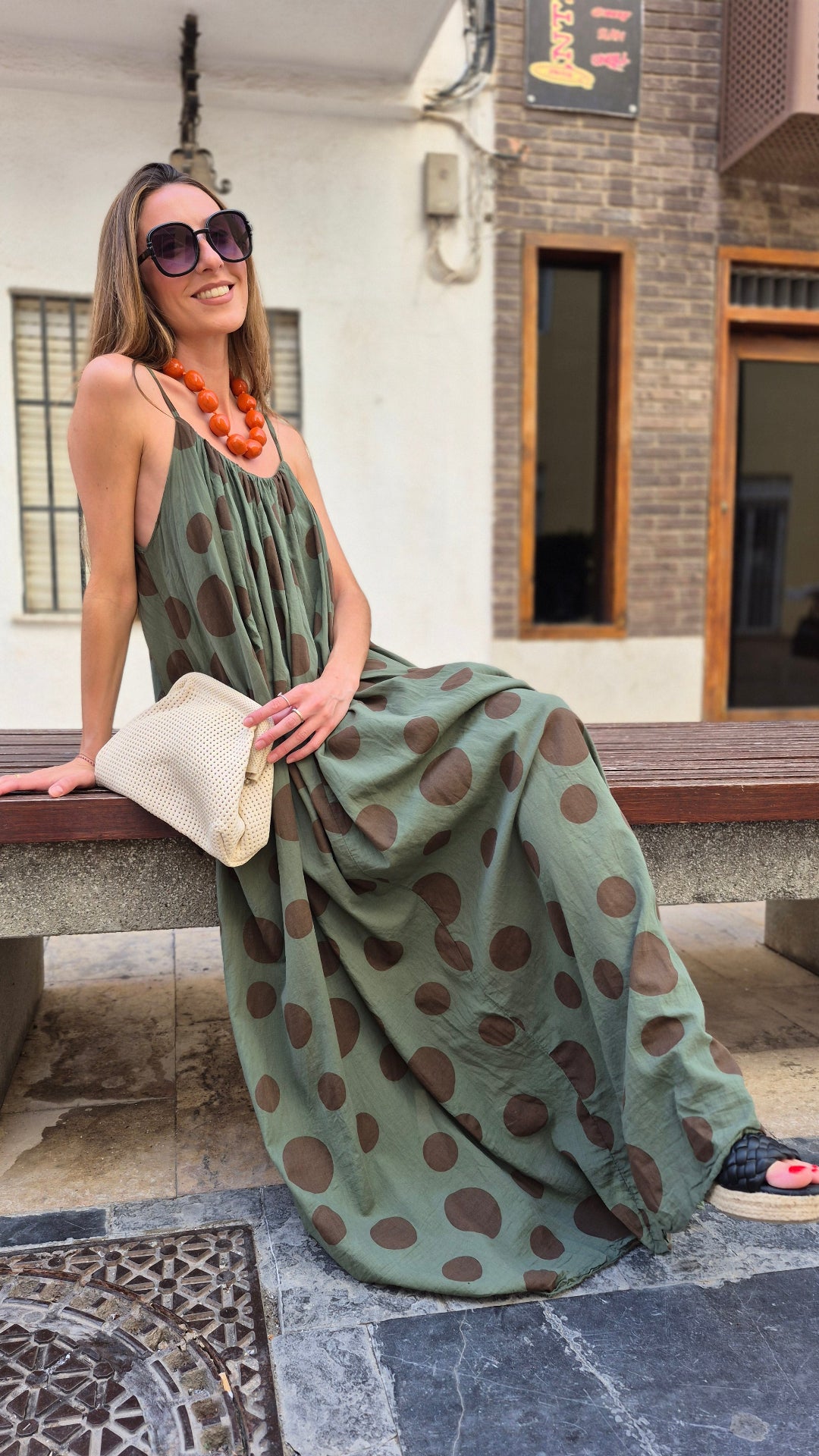 VESTIDO LARGO LUNARES (VERDE)