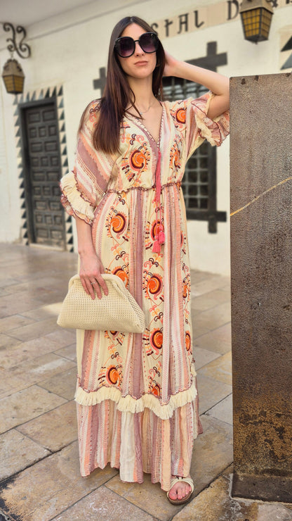 VESTIDO BOHO NÓMADA (CORAL)