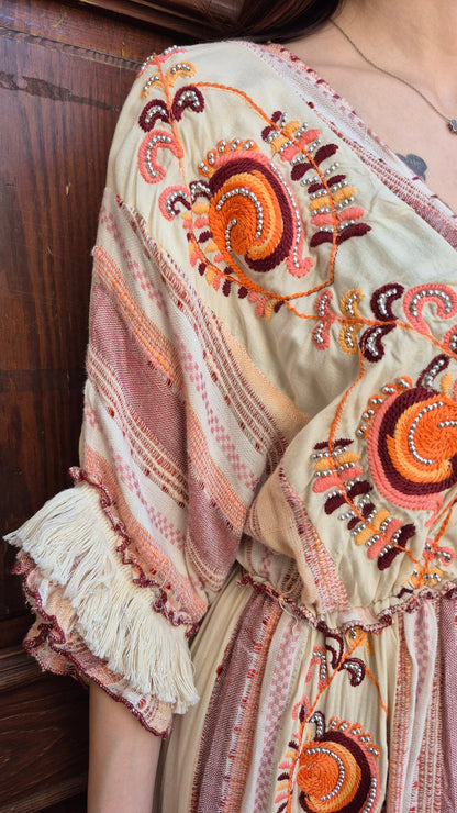 VESTIDO BOHO NÓMADA (CORAL)