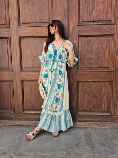 VESTIDO BOHO NÓMADA (AZUL)