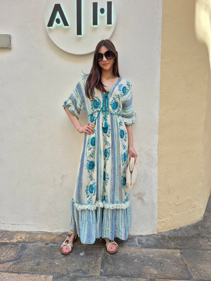 VESTIDO BOHO NÓMADA (AZUL)