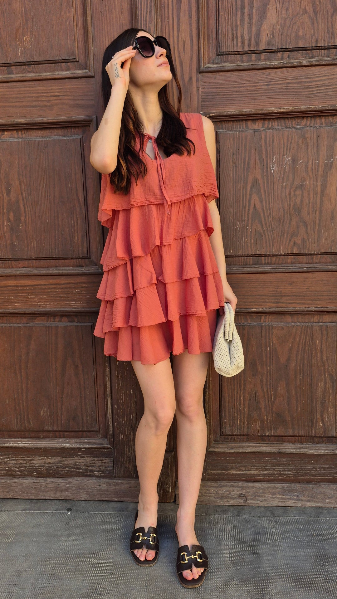 VESTIDO CORTO VOLANTES (CORAL)