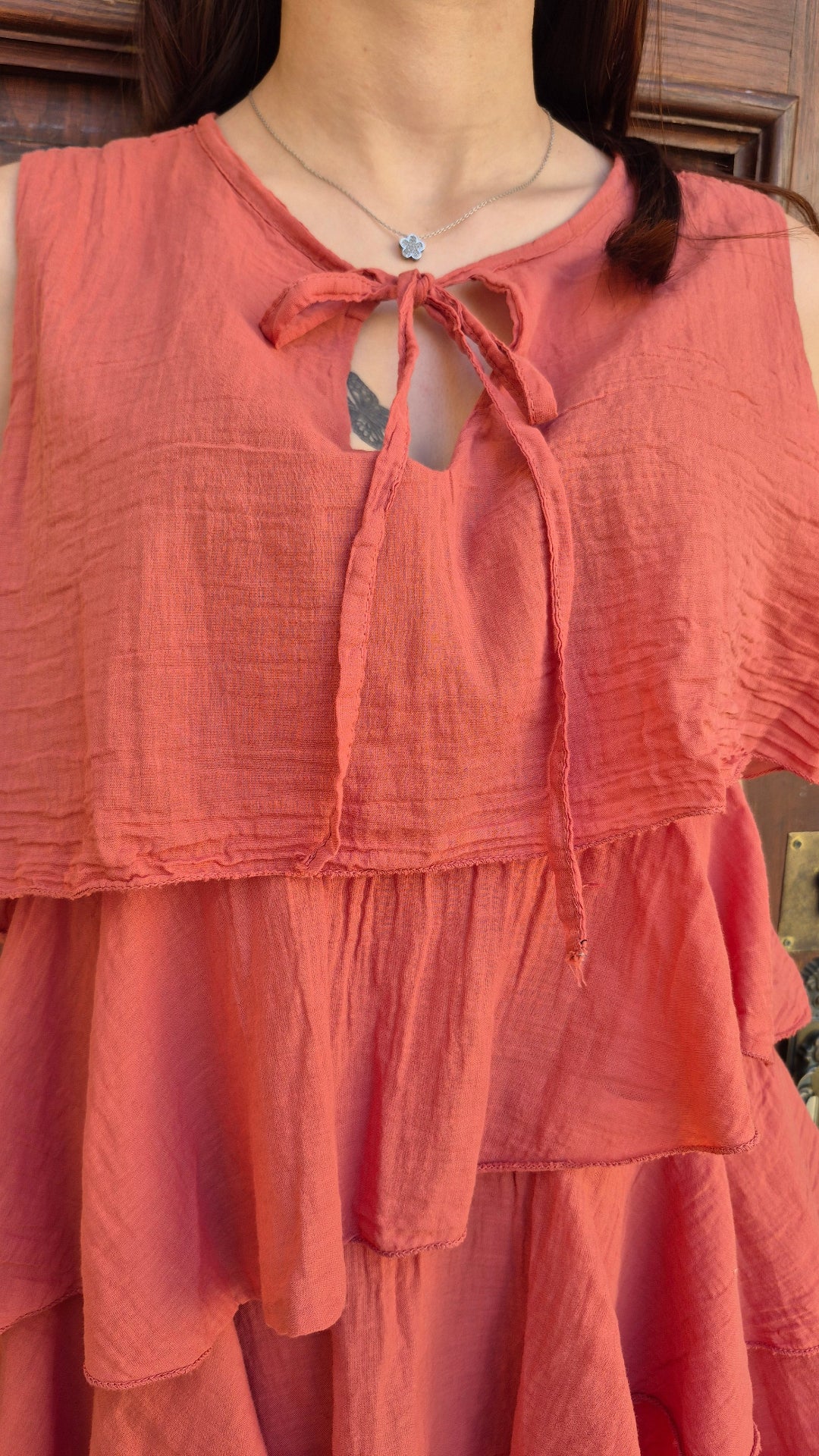 VESTIDO CORTO VOLANTES (CORAL)