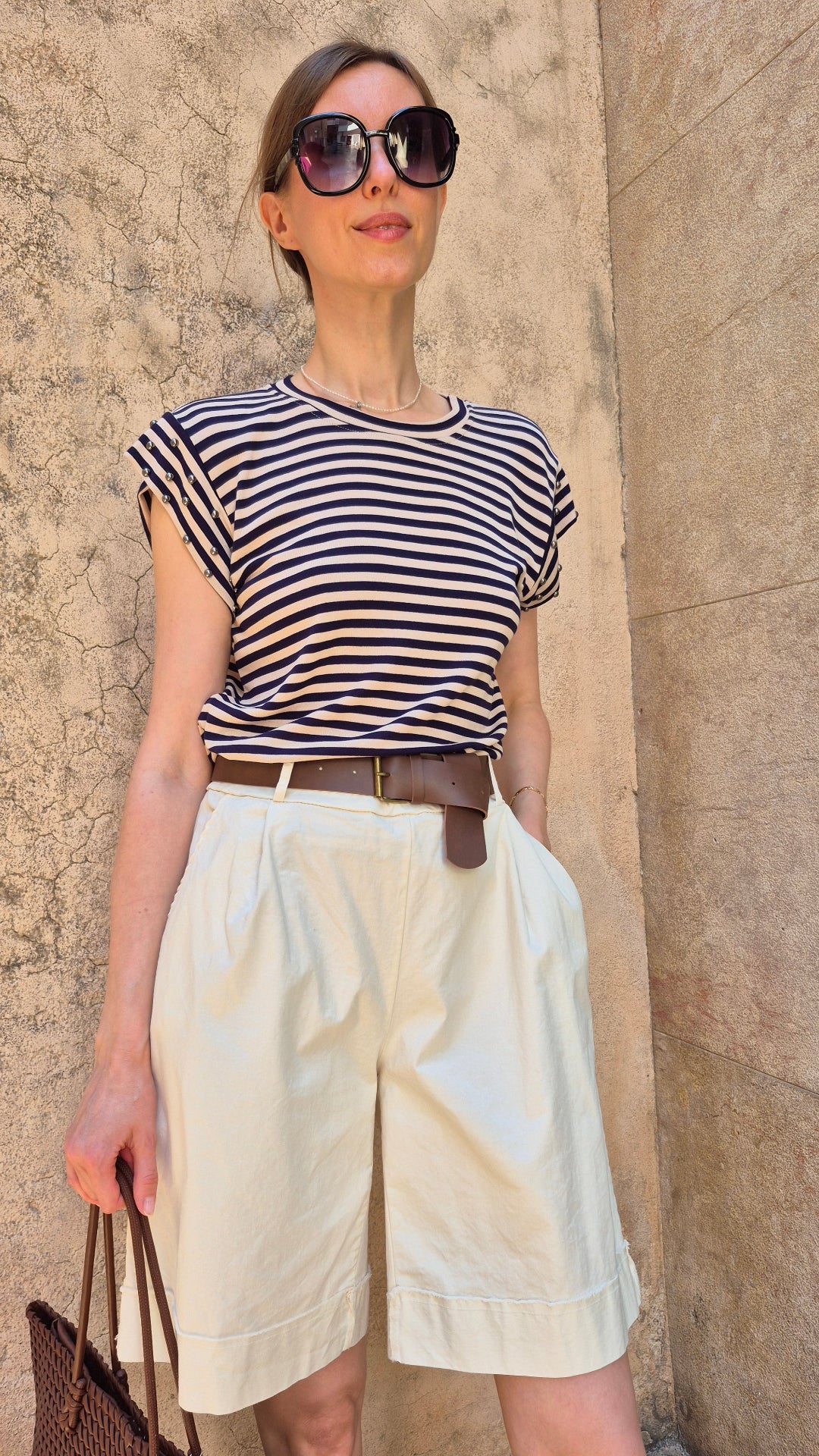 CAMISETA RAYAS TACHAS (MARINO)