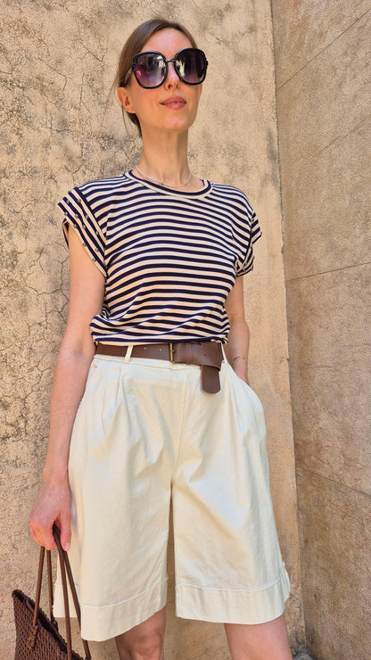 CAMISETA RAYAS TACHAS (MARINO)