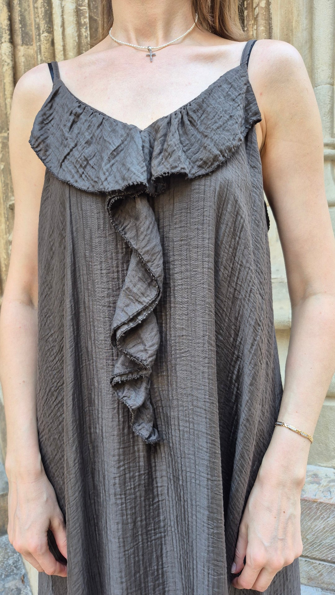 VESTIDO VOLANTE DUNIA (CHOCO)
