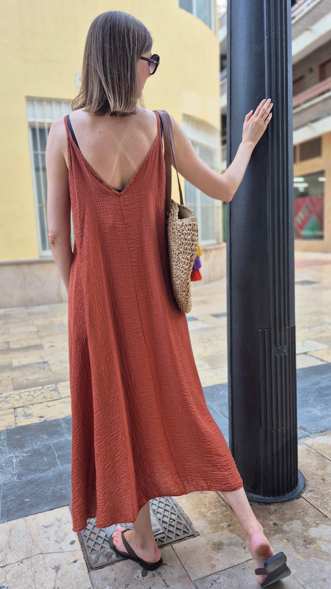 VESTIDO VOLANTE DUNIA (TEJA)