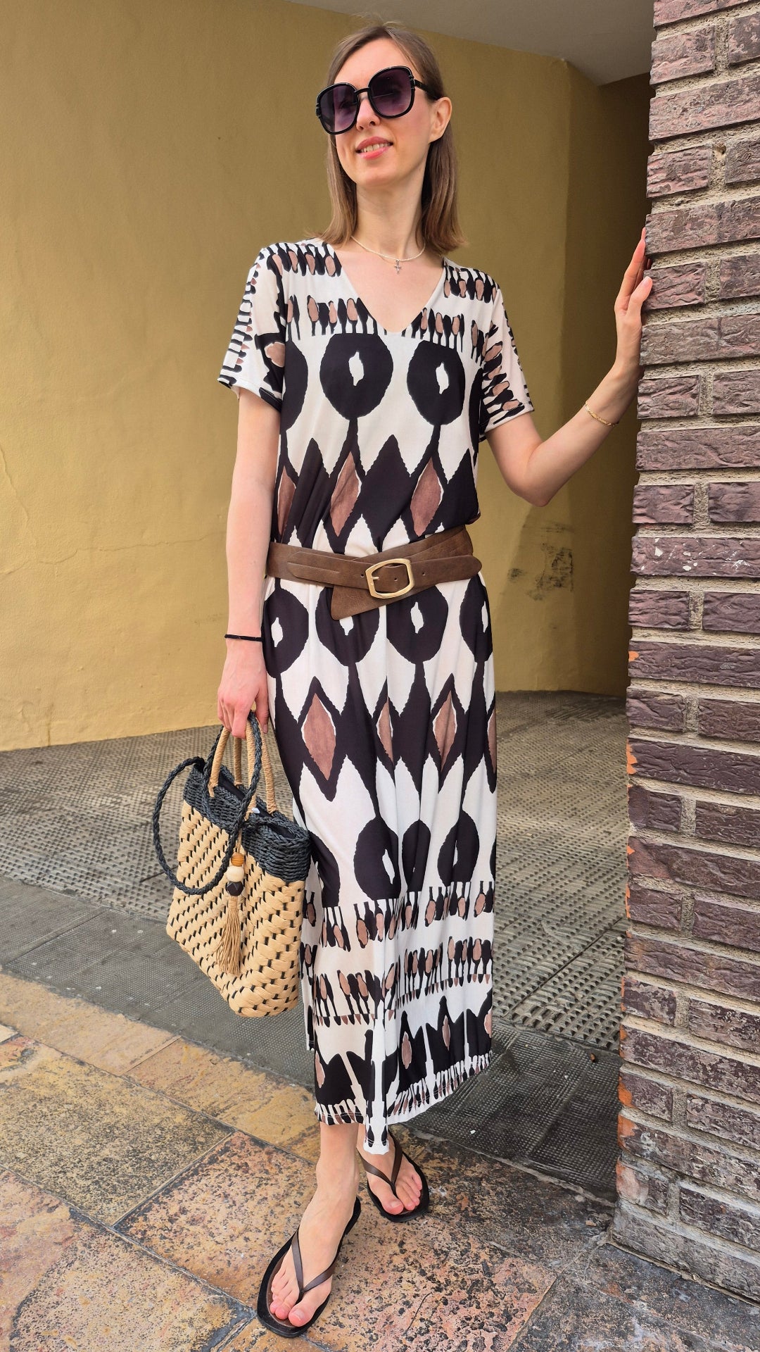 VESTIDO SEDA FRIA GEOMÉTRICO