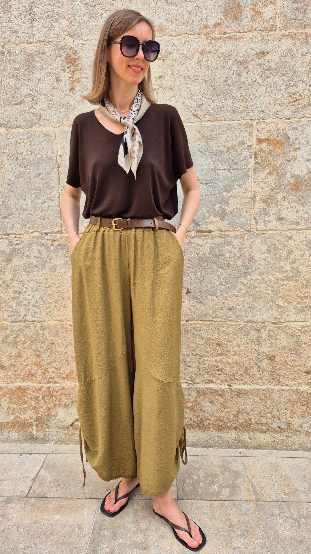 PANTALON FRUNCE (VERDE OLIVA)