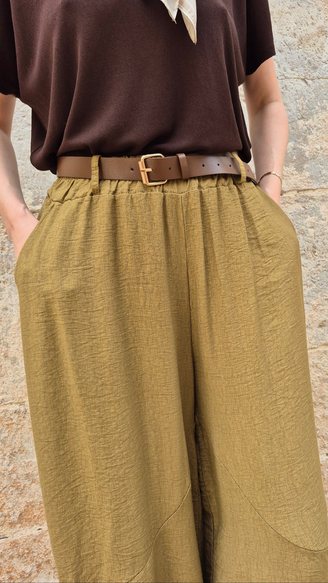 PANTALON FRUNCE (VERDE OLIVA)