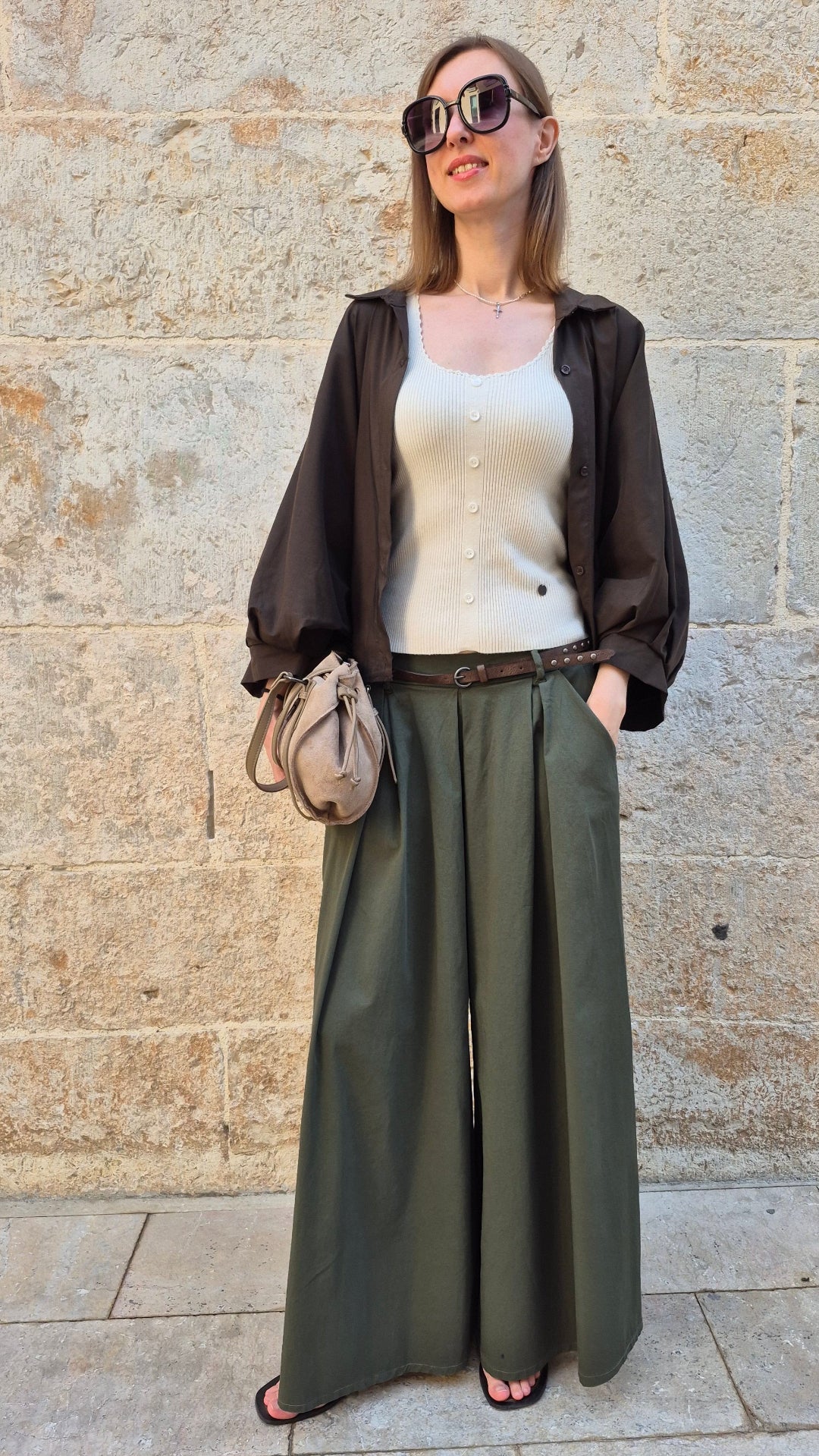 PANTALÓN ANCHO TACHAS (VERDE)